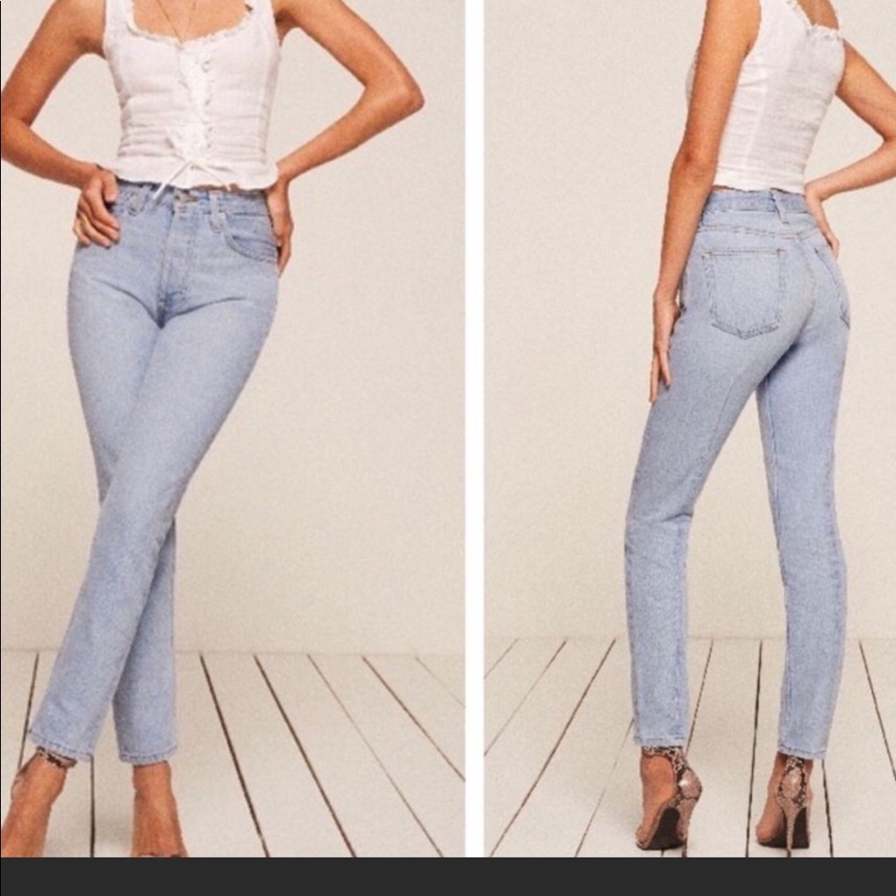 Reformation French skinny in Caribbean w/back seam